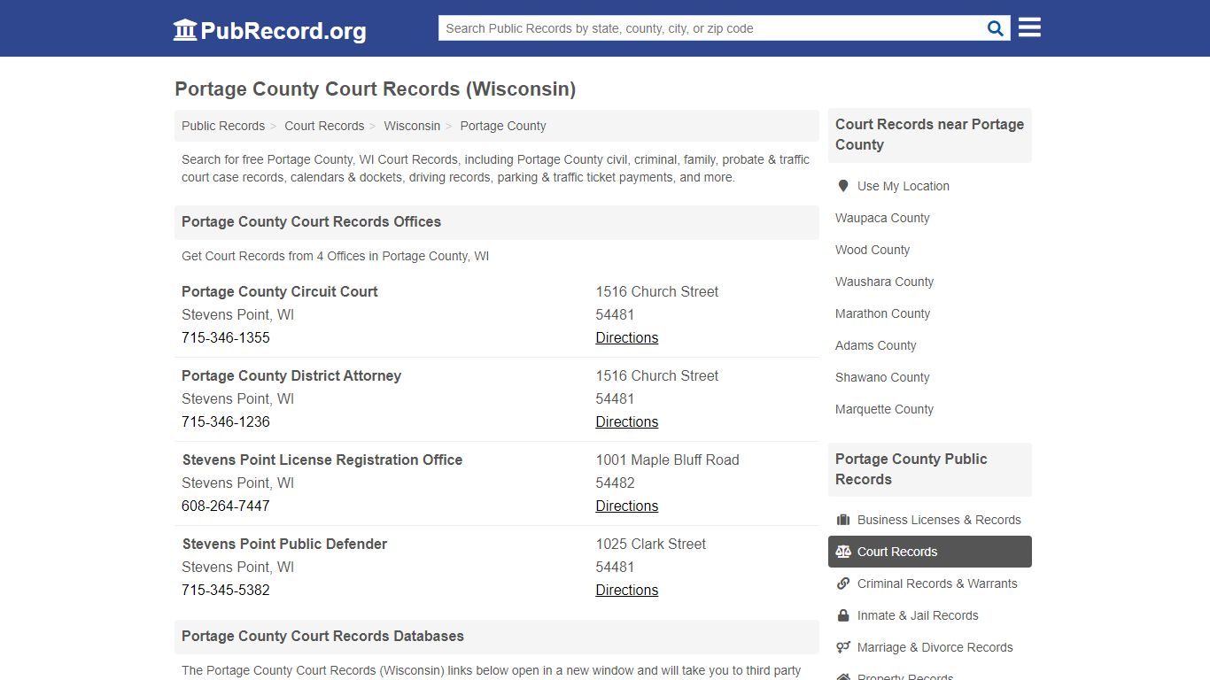 Free Portage County Court Records (Wisconsin Court Records) - PubRecord.org