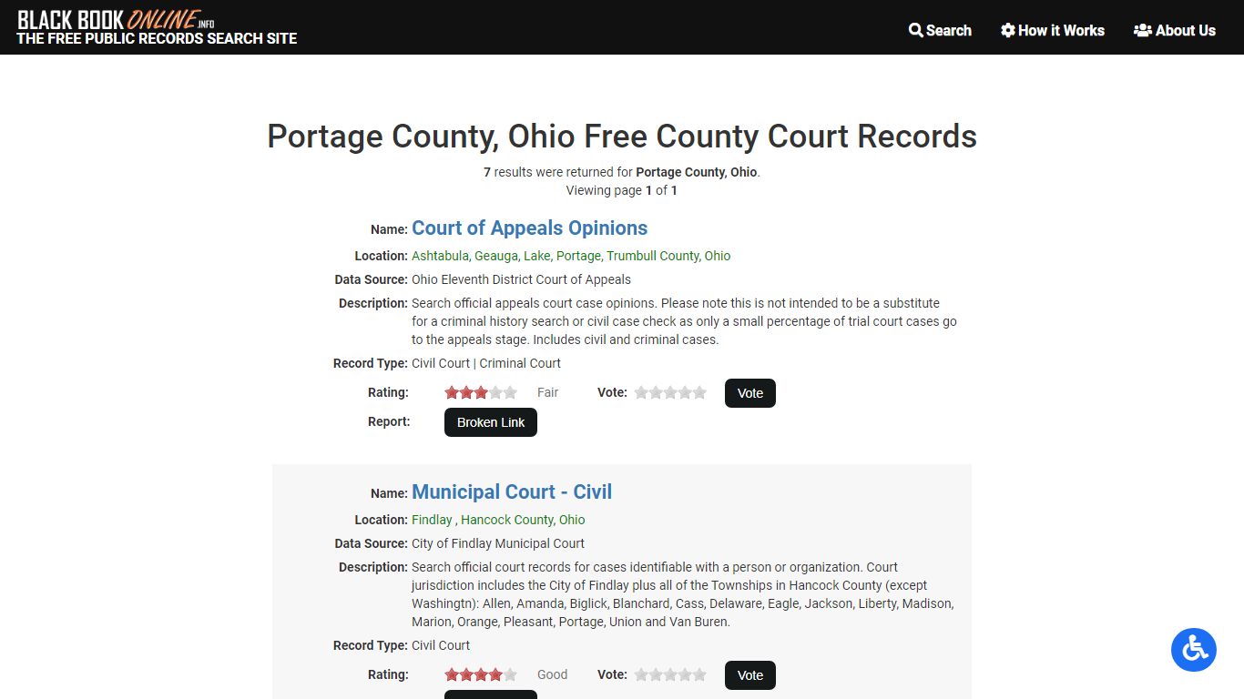 Portage County, Ohio Free County Court Records - Black Book Online